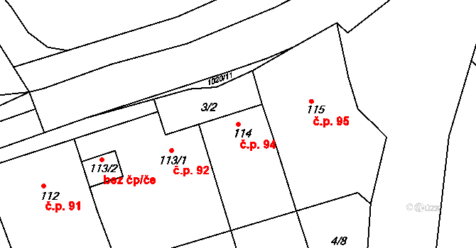 Lhota 94, Pačlavice na parcele st. 114 v KÚ Lhota u Pačlavic, Katastrální mapa