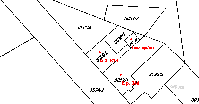 Holešov 819 na parcele st. 3029/2 v KÚ Holešov, Katastrální mapa