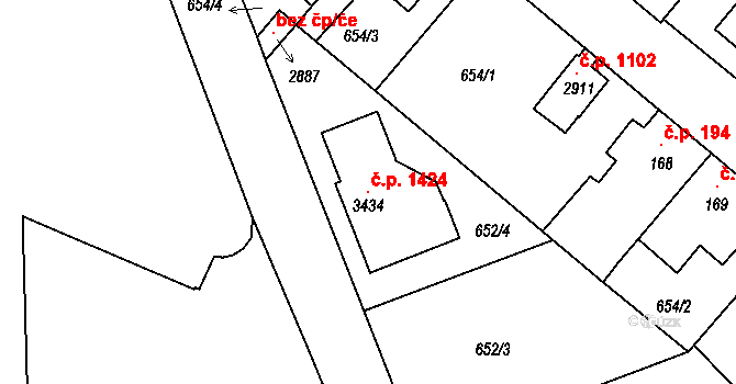 Sezimovo Ústí 1424 na parcele st. 3434 v KÚ Sezimovo Ústí, Katastrální mapa
