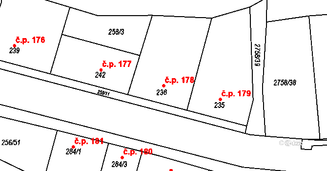 Micmanice 178, Strachotice na parcele st. 236 v KÚ Micmanice, Katastrální mapa
