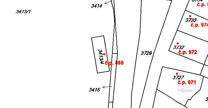 Mělník 595 na parcele st. 3413/4 v KÚ Mělník, Katastrální mapa