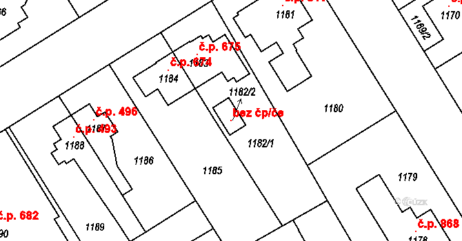 Rychnov nad Kněžnou 121629945 na parcele st. 1182/2 v KÚ Rychnov nad Kněžnou, Katastrální mapa
