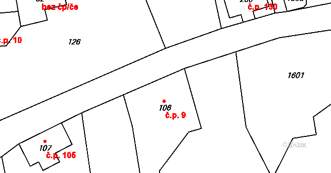 Vlčí Hora 9, Krásná Lípa na parcele st. 106 v KÚ Vlčí Hora, Katastrální mapa