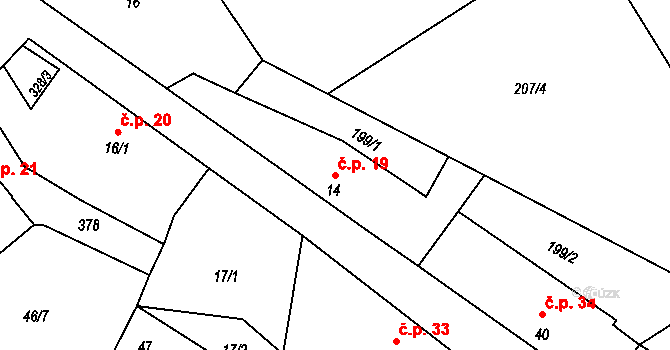 Štěnkov 19, Třebechovice pod Orebem na parcele st. 14 v KÚ Štěnkov, Katastrální mapa