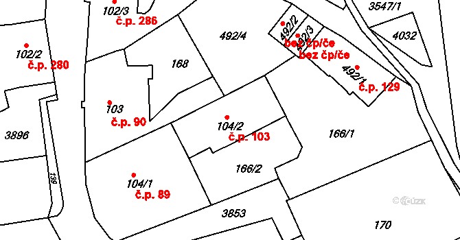 Cvikov I 103, Cvikov na parcele st. 104/2 v KÚ Cvikov, Katastrální mapa