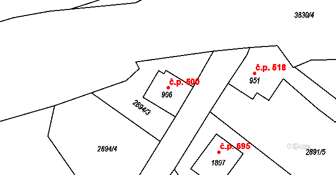 Cvikov II 500, Cvikov na parcele st. 906 v KÚ Cvikov, Katastrální mapa