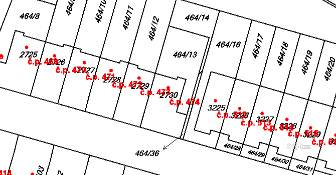 Holínské Předměstí 474, Jičín na parcele st. 2730 v KÚ Jičín, Katastrální mapa