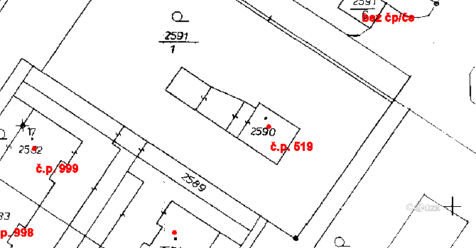 Poděbrady III 519, Poděbrady na parcele st. 2590 v KÚ Poděbrady, Katastrální mapa