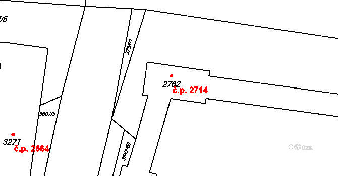 Břeclav 2714 na parcele st. 2762 v KÚ Břeclav, Katastrální mapa