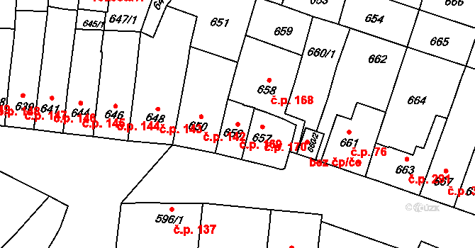 Tuřany 169, Brno na parcele st. 656 v KÚ Tuřany, Katastrální mapa