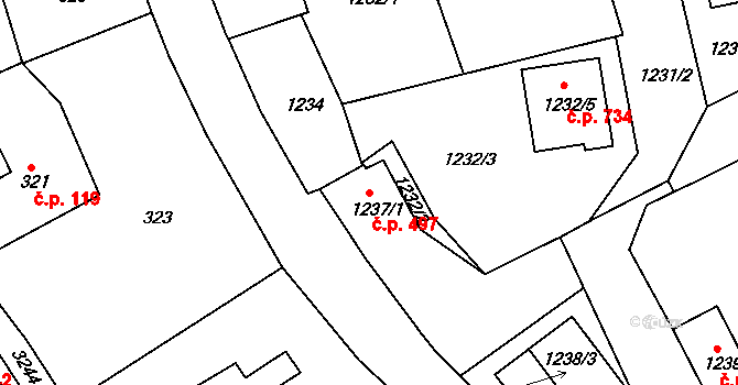 Železný Brod 497 na parcele st. 1237/1 v KÚ Železný Brod, Katastrální mapa