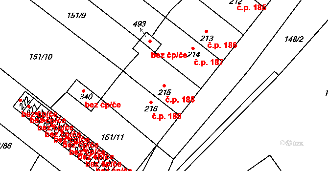 Hořepník 188 na parcele st. 215 v KÚ Hořepník, Katastrální mapa