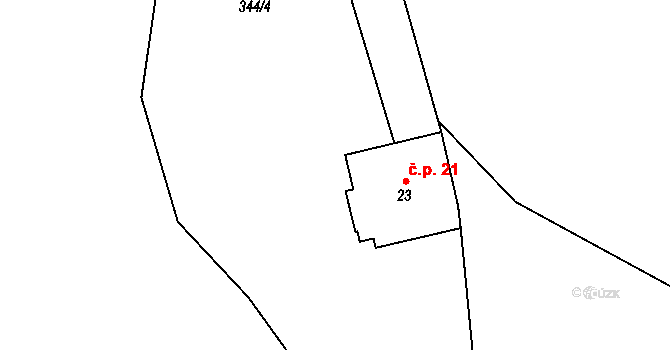 Bečov 21, Blatno na parcele st. 23 v KÚ Bečov, Katastrální mapa