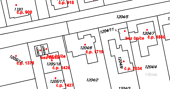 Turnov 1719 na parcele st. 1204/6 v KÚ Turnov, Katastrální mapa