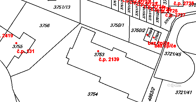 Smíchov 2139, Praha na parcele st. 3753 v KÚ Smíchov, Katastrální mapa