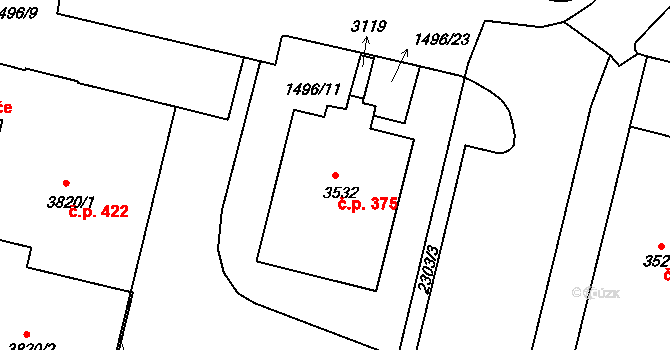 Kryblice 375, Trutnov na parcele st. 3532 v KÚ Trutnov, Katastrální mapa