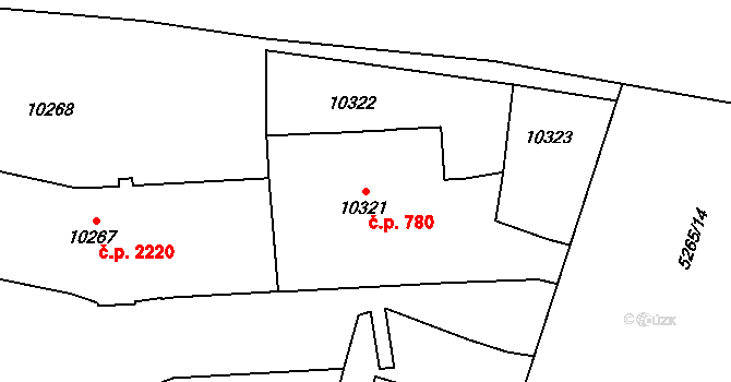 Jižní Předměstí 780, Plzeň na parcele st. 10321 v KÚ Plzeň, Katastrální mapa