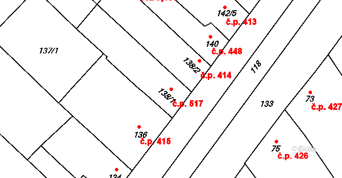 Bedihošť 517 na parcele st. 138/1 v KÚ Bedihošť, Katastrální mapa