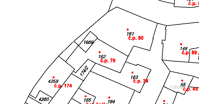 Vnitřní Město 79, Český Krumlov na parcele st. 162 v KÚ Český Krumlov, Katastrální mapa