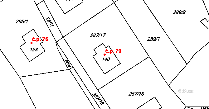Brzkov 79 na parcele st. 140 v KÚ Brzkov, Katastrální mapa
