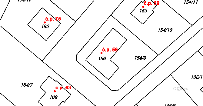 Topělec 56, Čížová na parcele st. 156 v KÚ Topělec, Katastrální mapa