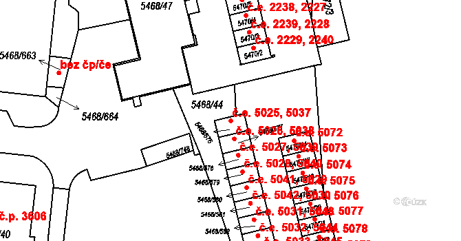 Jihlava 5025,5037 na parcele st. 5468/576 v KÚ Jihlava, Katastrální mapa