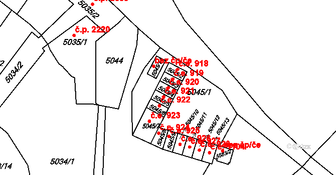 Znojmo 920 na parcele st. 5045/4 v KÚ Znojmo-město, Katastrální mapa