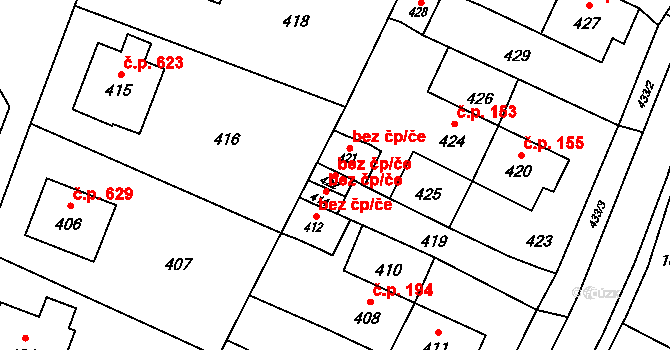 Fulnek 38929945 na parcele st. 422 v KÚ Fulnek, Katastrální mapa