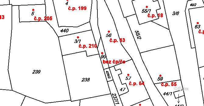 Tuchoměřice 39606945 na parcele st. 90 v KÚ Kněžívka, Katastrální mapa