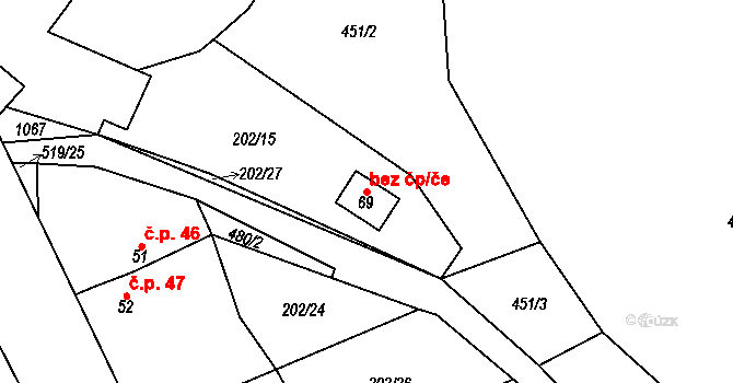Vevčice 40971945 na parcele st. 69 v KÚ Vevčice, Katastrální mapa