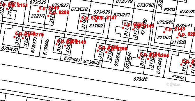 Zlín 2146 na parcele st. 3118/1 v KÚ Zlín, Katastrální mapa