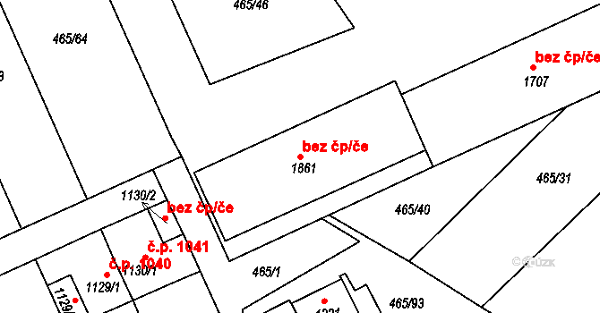 Bystřice pod Hostýnem 42394945 na parcele st. 1861 v KÚ Bystřice pod Hostýnem, Katastrální mapa