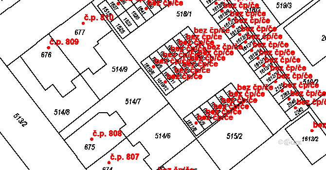Ostrava 43841945 na parcele st. 1610/12 v KÚ Přívoz, Katastrální mapa
