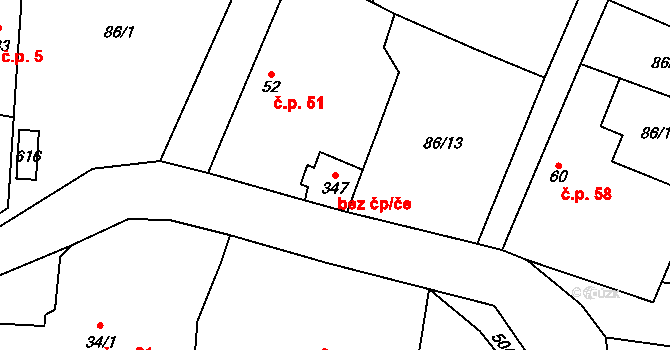 Neratovice 45368945 na parcele st. 347 v KÚ Korycany, Katastrální mapa