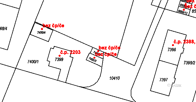 Plzeň 47324945 na parcele st. 7400/2 v KÚ Plzeň, Katastrální mapa
