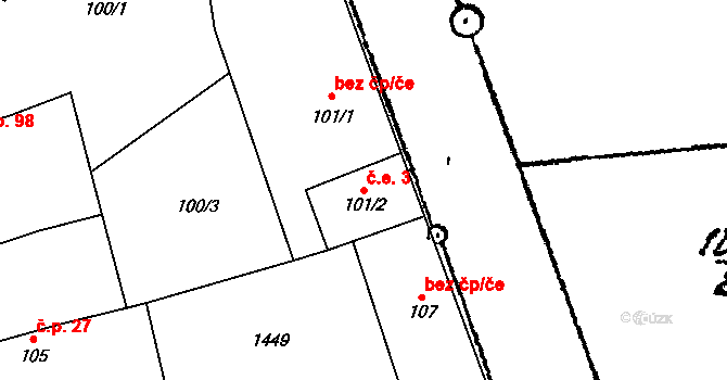 Citonice 3 na parcele st. 101/2 v KÚ Citonice, Katastrální mapa