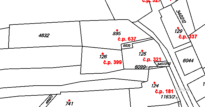 Polešovice 399 na parcele st. 126 v KÚ Polešovice, Katastrální mapa