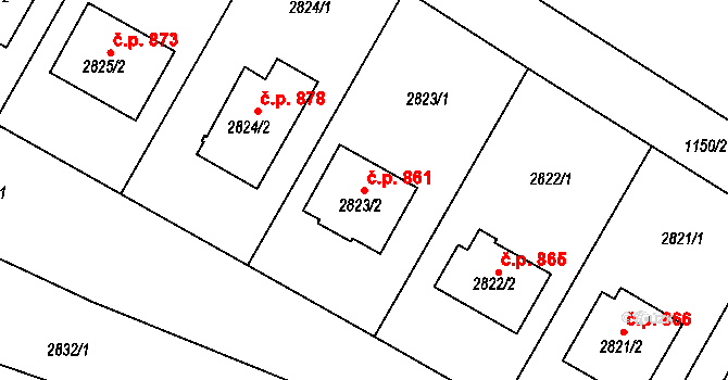 Nivnice 861 na parcele st. 2823/2 v KÚ Nivnice, Katastrální mapa