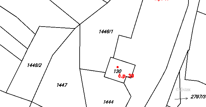 Dmýštice 39, Milevsko na parcele st. 130 v KÚ Dmýštice, Katastrální mapa