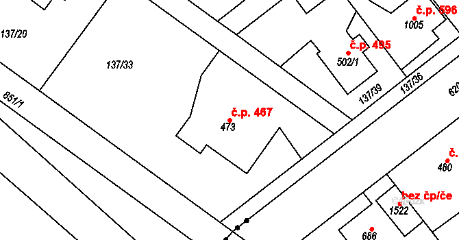 Lobeček 467, Kralupy nad Vltavou na parcele st. 473 v KÚ Lobeček, Katastrální mapa