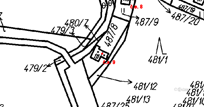 Chlistov 9 na parcele st. 111 v KÚ Chlistov, Katastrální mapa