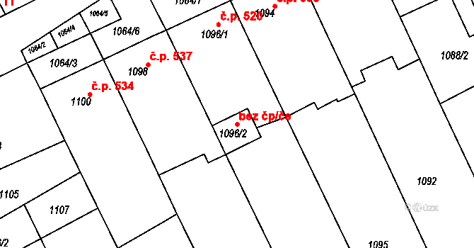 Vnorovy 70918945 na parcele st. 1096/2 v KÚ Vnorovy, Katastrální mapa