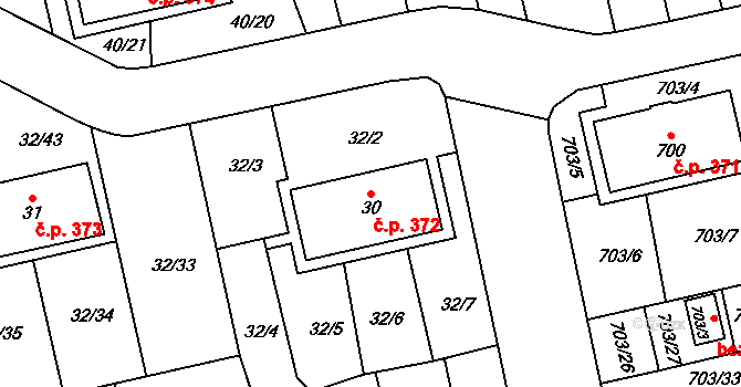 Vejprnice 372 na parcele st. 30 v KÚ Vejprnice, Katastrální mapa