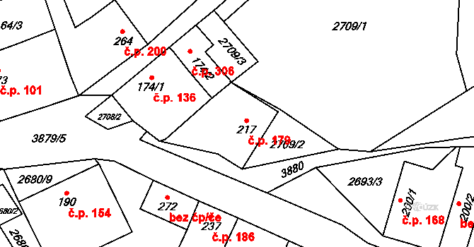 Besednice 179 na parcele st. 217 v KÚ Besednice, Katastrální mapa