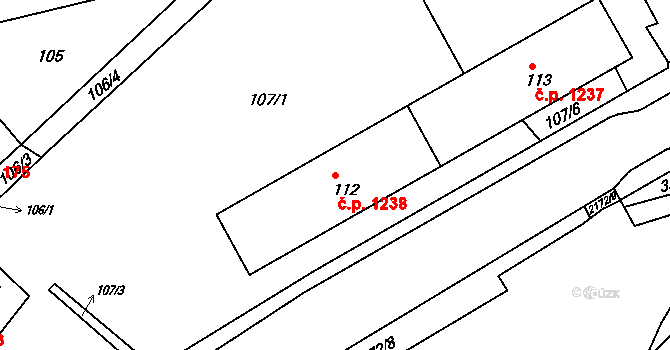 Vejprty 1238 na parcele st. 112 v KÚ Vejprty, Katastrální mapa