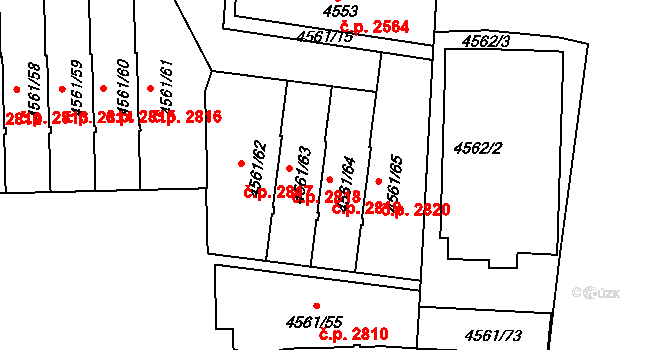 Dejvice 2819, Praha na parcele st. 4561/64 v KÚ Dejvice, Katastrální mapa
