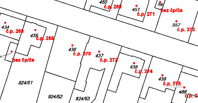 Doudleby nad Orlicí 272 na parcele st. 437 v KÚ Doudleby nad Orlicí, Katastrální mapa