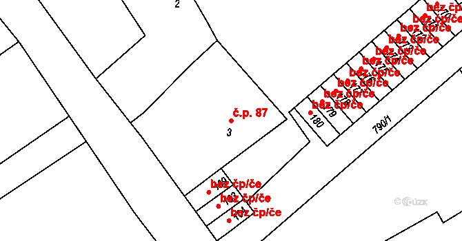 Merklovice 87, Vamberk na parcele st. 3 v KÚ Merklovice, Katastrální mapa