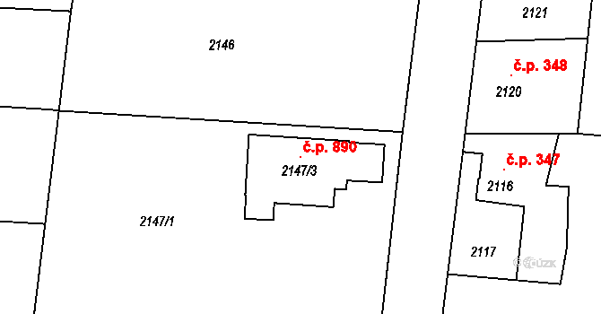 Skřečoň 890, Bohumín na parcele st. 2147/3 v KÚ Skřečoň, Katastrální mapa