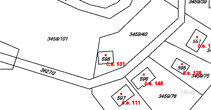 Ptení 131 na parcele st. 598 v KÚ Ptení, Katastrální mapa